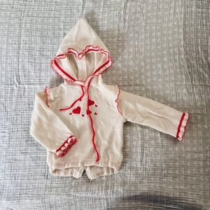 Mine Alone | Vintage Baby Cream and Red Heart Hoodie Sweater
